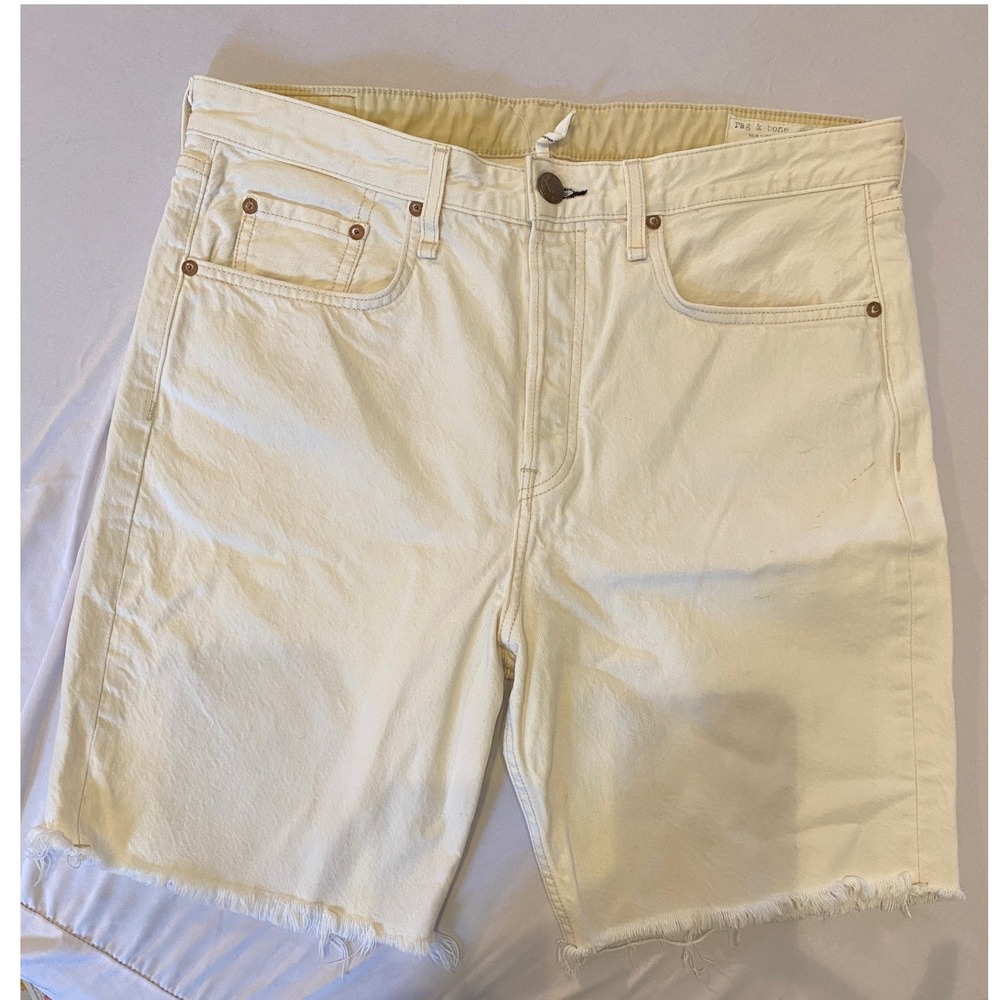 Rag‎ & Bone Denim Shorts Raw Hem Casual Summer White Jean Shorts 32 |P1